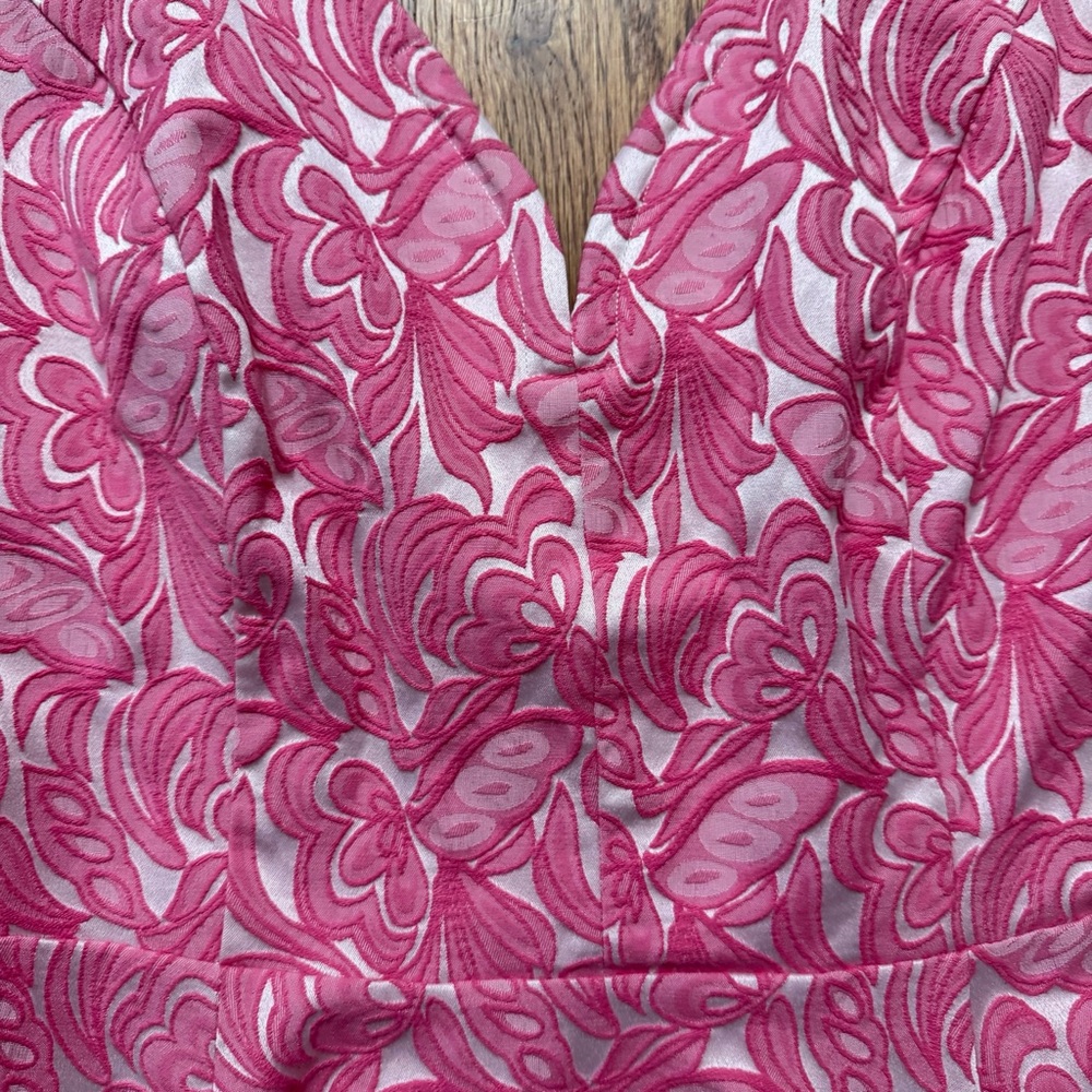 Anthropologie Maeve Claribel Jacquard Applique Barbiecore Dress Size 6 - Picture 6 of 16